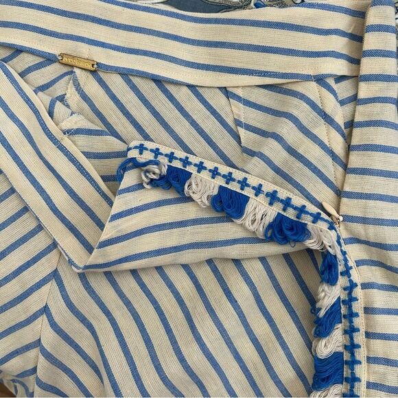 Dodo Bar Or Cotton shorts with pom-pom detail Striped Blue and Cream - Picture 4 of 10